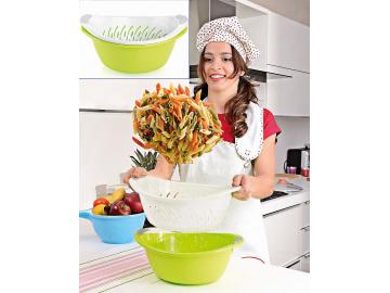 Schüssel Salatschüssel Servierschüssel mit Durchschlag Küchensieb Sieb 2,5 L